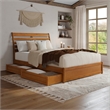 Emelie Queen Wood Platform Bed with Panel Footboard & Drawers in Light Toffee