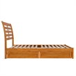 Emelie Queen Wood Platform Bed with Panel Footboard & Drawers in Light Toffee