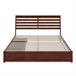 Emelie King Wood Platform Bed with Panel Footboard and Storage Drawers in Walnut