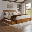 Emelie King Wood Platform Bed with Panel Footboard & Drawers in Light Toffee