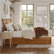Emelie King Wood Platform Bed with Panel Footboard & Drawers in Light Toffee