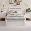 Emelie Twin XL Wood Platform Bed with Panel Footboard & Twin XL Trundle in White