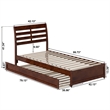 Emelie Twin XL Wood Platform Bed with Panel Footboard &  Trundle in Walnut