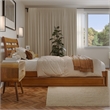 Emelie Twin XL Platform Bed with Panel Footboard & TXL Trundle in Light Toffee