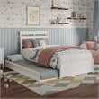 Emelie Twin Wood Platform Bed with Panel Footboard and Twin Trundle in White