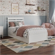 Emelie Twin Wood Platform Bed with Panel Footboard and Twin Trundle in White