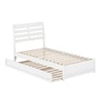 Emelie Twin Wood Platform Bed with Panel Footboard and Twin Trundle in White