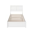 Emelie Twin Wood Platform Bed with Panel Footboard and Twin Trundle in White
