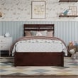 Emelie Twin Wood Platform Bed with Panel Footboard and Twin Trundle in Walnut