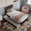 Emelie Twin Wood Platform Bed with Panel Footboard and Twin Trundle in Walnut