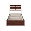 Emelie Twin Wood Platform Bed with Panel Footboard and Twin Trundle in Walnut