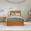 Emelie Twin Platform Bed with Panel Footboard & Twin Trundle in Light Toffee