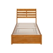 Emelie Twin Platform Bed with Panel Footboard & Twin Trundle in Light Toffee