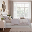 Emelie Full Wood Platform Bed with Panel Footboard and Twin Trundle in White
