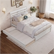 Emelie Full Wood Platform Bed with Panel Footboard and Twin Trundle in White