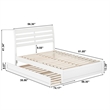Emelie Full Wood Platform Bed with Panel Footboard and Twin Trundle in White