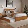 Emelie Full Platform Bed with Panel Footboard & Twin Trundle in Light Toffee