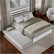 Emelie Queen Wood Platform Bed with Panel Footboard and Twin XL Trundle in White