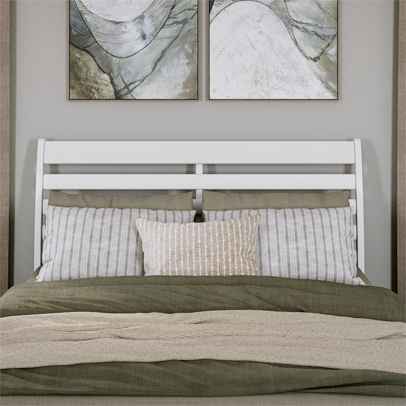 Emelie Queen Wood Platform Bed with Panel Footboard and Twin XL Trundle in White