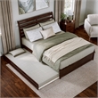 Emelie Queen Wood Platform Bed with Panel Footboard & Twin XL Trundle in Walnut