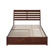Emelie Queen Wood Platform Bed with Panel Footboard & Twin XL Trundle in Walnut
