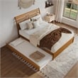 Emelie Queen Platform Bed with Panel Footboard & TXL Trundle in Light Toffee