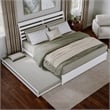 Emelie King Wood Platform Bed with Panel Footboard and Twin XL Trundle in White