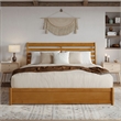 Emelie King Wood Platform Bed with Panel Footboard & TXL Trundle in Light Toffee