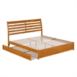 Emelie King Wood Platform Bed with Panel Footboard & TXL Trundle in Light Toffee