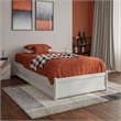 Barcelona Twin XL Solid Wood Panel Platform Bed with Storage Drawers in White
