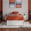 Barcelona Twin XL Solid Wood Panel Platform Bed with Storage Drawers in White