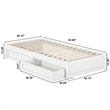 Barcelona Twin XL Solid Wood Panel Platform Bed with Storage Drawers in White