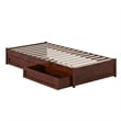 Barcelona Twin XL Solid Wood Panel Platform Bed with Storage Drawers in Walnut