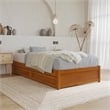 Barcelona Twin XL Panel Platform Bed with 2 Storage Drawers in Light Toffee