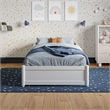 Barcelona Twin Panel Platform Bed with 2 Storage Drawers in White