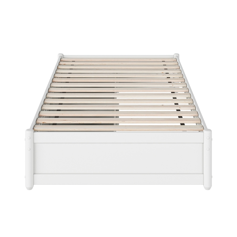 Barcelona Twin Panel Platform Bed with 2 Storage Drawers in White