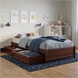 Barcelona Twin Panel Platform Bed with 2 Storage Drawers in Walnut