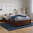 Barcelona Twin Panel Platform Bed with 2 Storage Drawers in Walnut