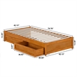 Barcelona Twin Panel Platform Bed with 2 Storage Drawers in Light Toffee