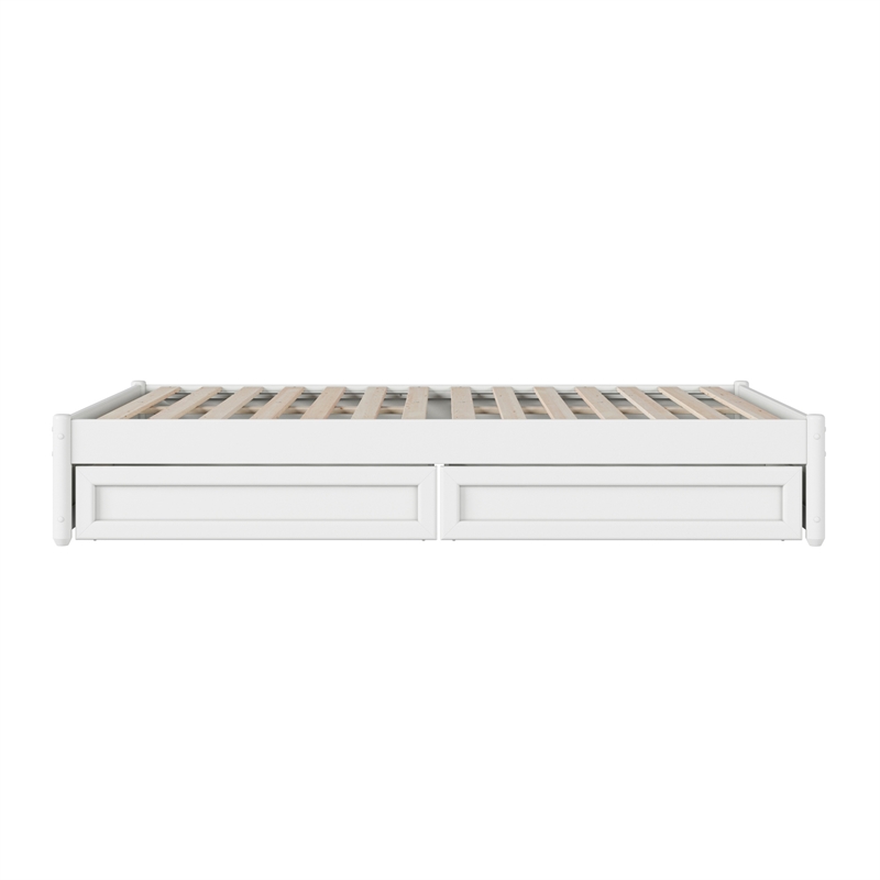 Barcelona Full Panel Platform Bed with 2 Storage Drawers in White
