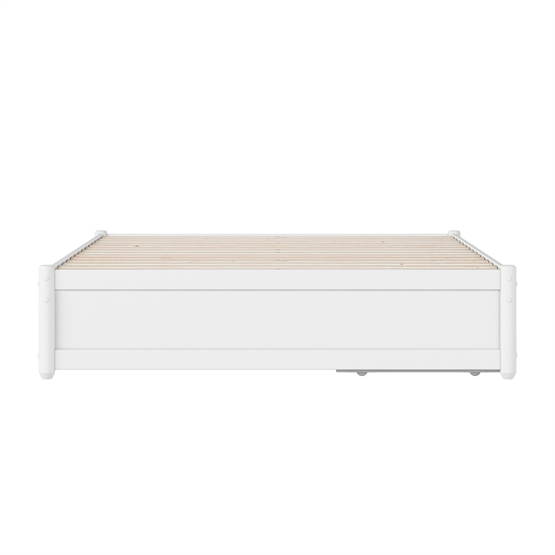 Barcelona Full Panel Platform Bed with 2 Storage Drawers in White