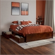 Barcelona Full Panel Platform Bed with 2 Storage Drawers in Walnut