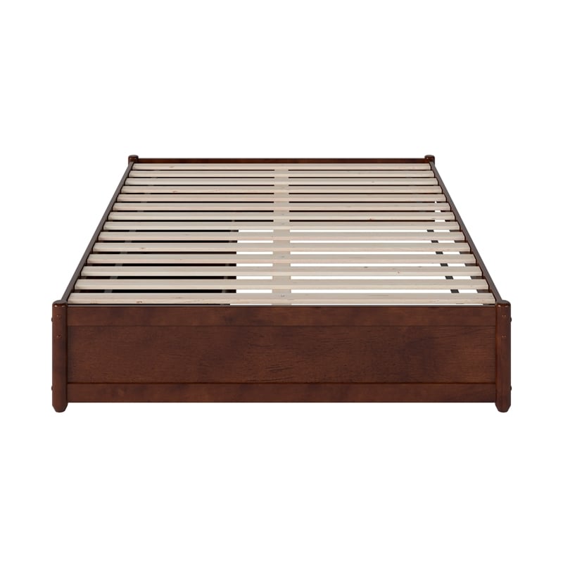 Barcelona Full Panel Platform Bed with 2 Storage Drawers in Walnut