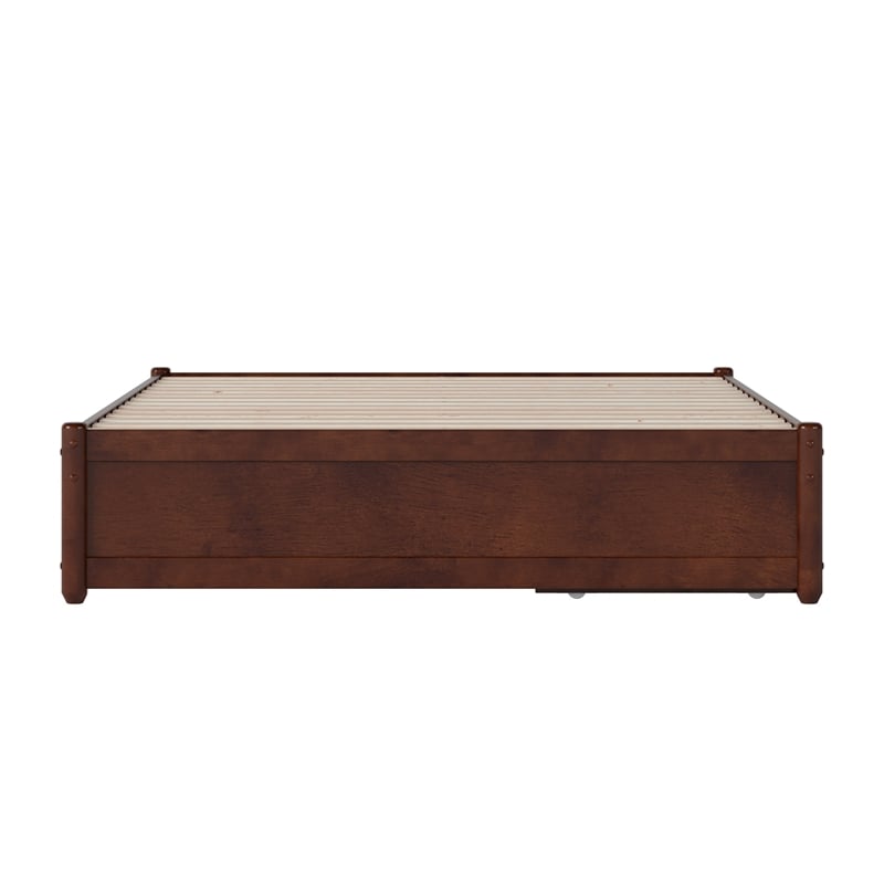 Barcelona Full Panel Platform Bed with 2 Storage Drawers in Walnut