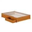 Barcelona Full Panel Platform Bed with 2 Storage Drawers in Light Toffee