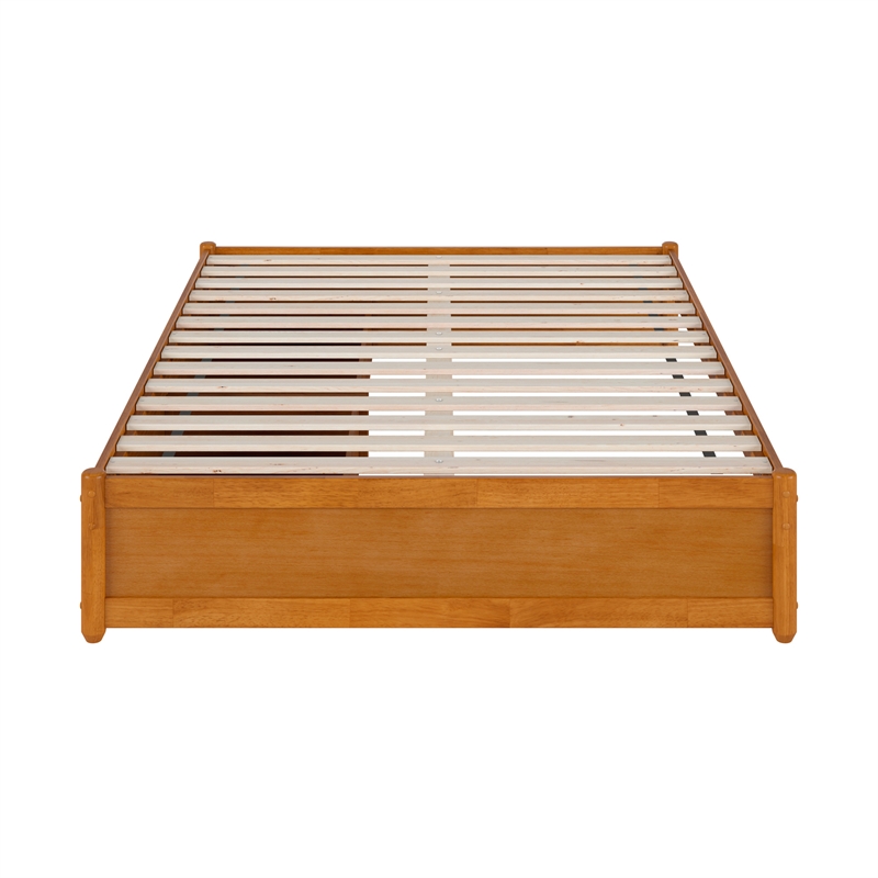 Barcelona Full Panel Platform Bed with 2 Storage Drawers in Light Toffee