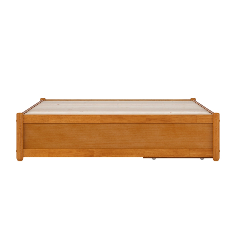 Barcelona Full Panel Platform Bed with 2 Storage Drawers in Light Toffee