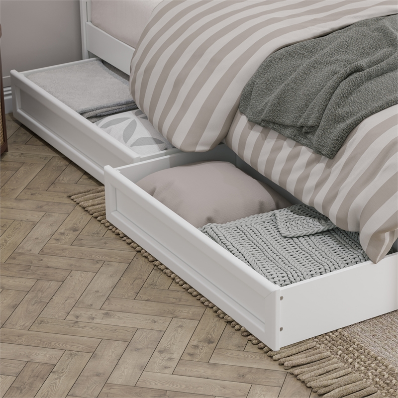 Barcelona Queen Panel Platform Bed with 2 Storage Drawers in White