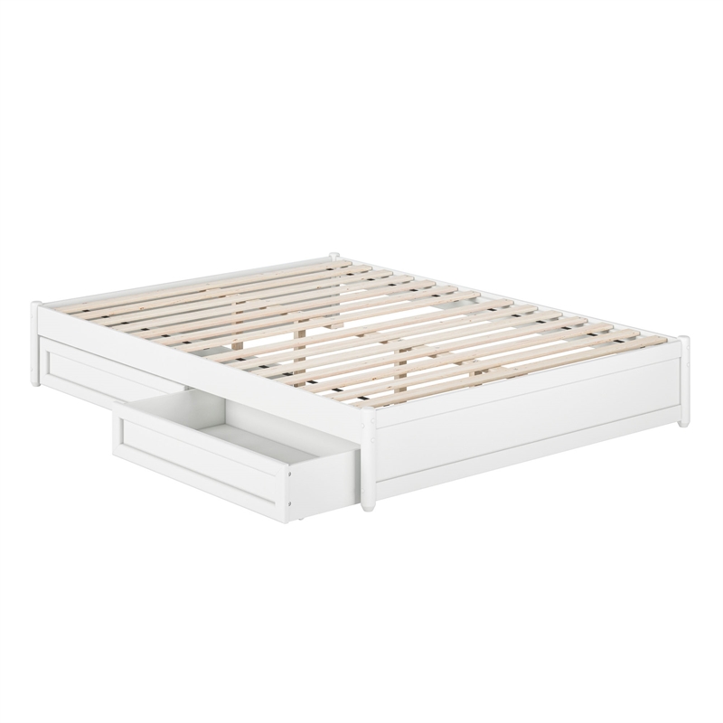 Barcelona Queen Panel Platform Bed with 2 Storage Drawers in White