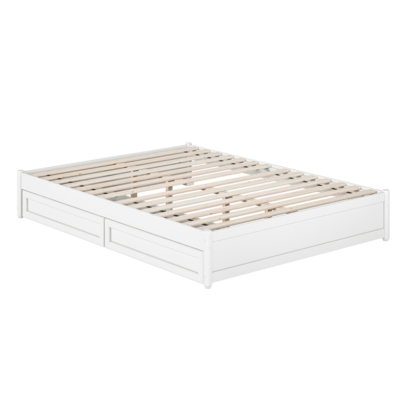 Barcelona Queen Panel Platform Bed with 2 Storage Drawers in White